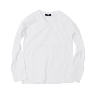 Vネックベーシック長袖Tシャツ