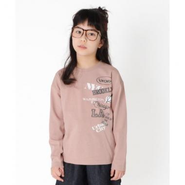 天竺・ドロップショルダープリント長袖Tシャツ