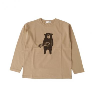 天竺・ドロップショルダープリント長袖Tシャツ