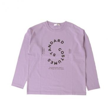 天竺・ドロップショルダープリント長袖Tシャツ