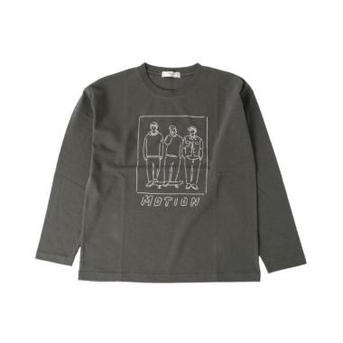 天竺・ドロップショルダープリント長袖Tシャツ