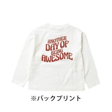 天竺・ドロップショルダープリント長袖Tシャツ