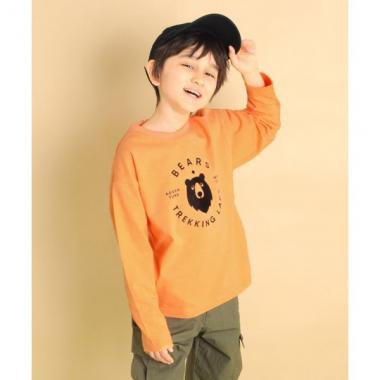 天竺・ドロップショルダープリント長袖Tシャツ