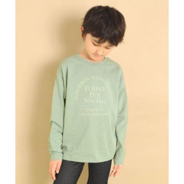 天竺・ドロップショルダープリント長袖Tシャツ