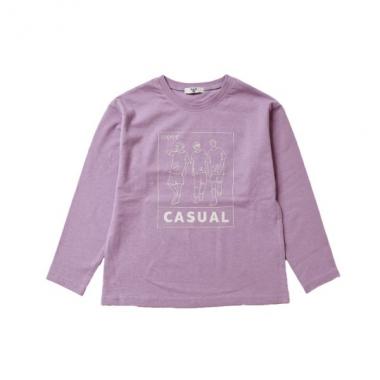 天竺・ドロップショルダープリント長袖Tシャツ