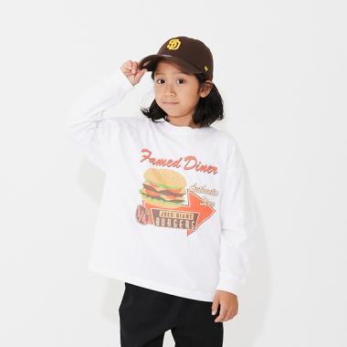 【SKIT0LY】フロントハンバーガープリント長袖Tシャツ
