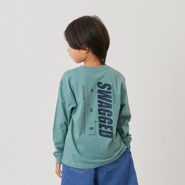 【SKIT0LY】【プチプラ】バック縦ロゴプリント長袖Tシャツ