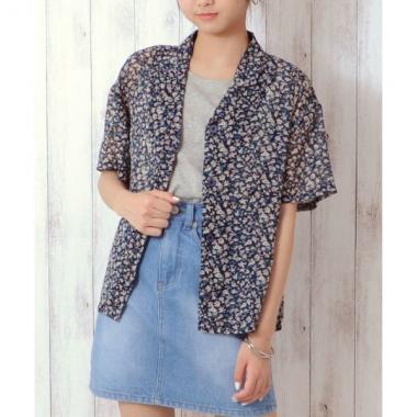 【LACEEQ】花柄開襟シャツ