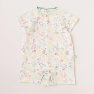 アニマルプリント半袖カバーオール