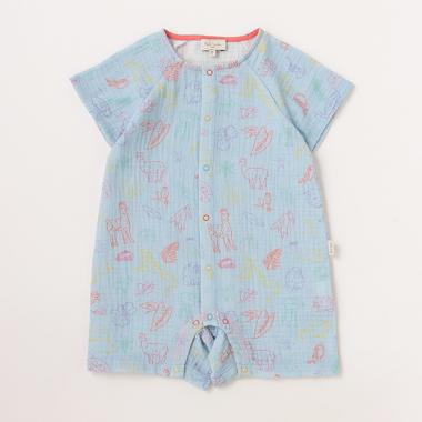 アニマルプリント半袖カバーオール