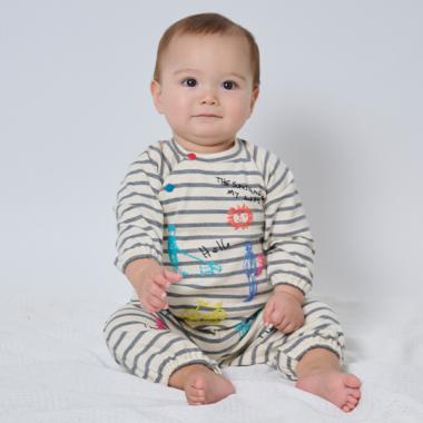 落書き柄ボーダー2WAYオール