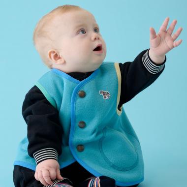 配色パイピング新生児ベスト