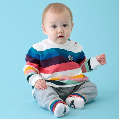 ストライプ裏毛プルオーバーパンツセット