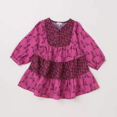 ベビー ラビット柄長袖ワンピース