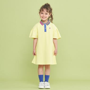 衿ボーダーポロワンピース