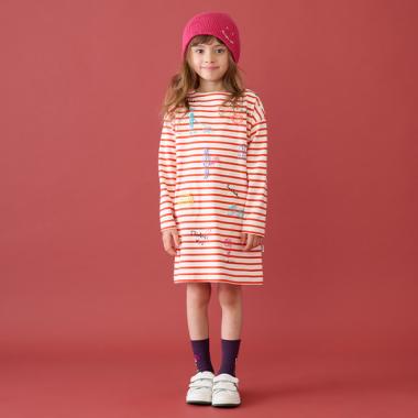 落書き柄ボーダーカットワンピース