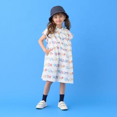 ロゴ総柄シャツワンピース