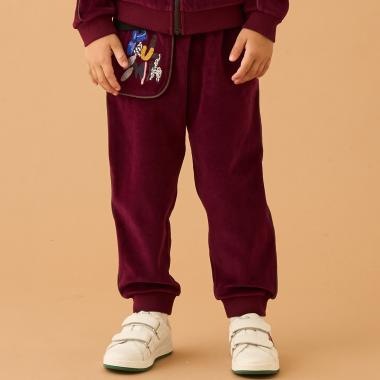 ロゴ刺しゅうベロアロングパンツ