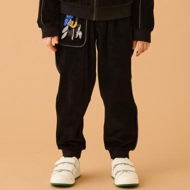 ロゴ刺しゅうベロアロングパンツ