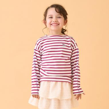 袖ロゴボーダー長袖Tシャツ