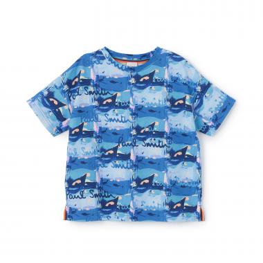 ロゴペイント総柄半袖Tシャツ