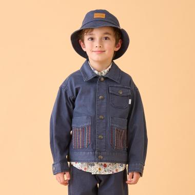 ポケットストライプ刺しゅうデニムジャケット