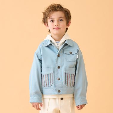 ポケットストライプ刺しゅうデニムジャケット