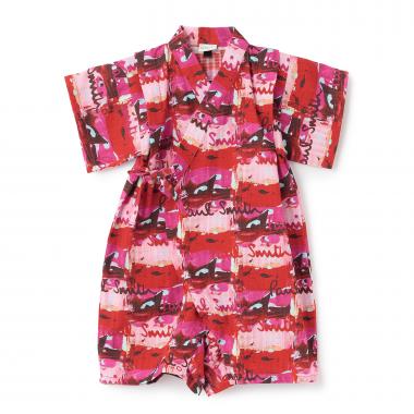 ロゴペイント総柄甚平オール