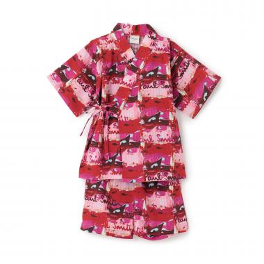 ロゴペイント総柄甚平