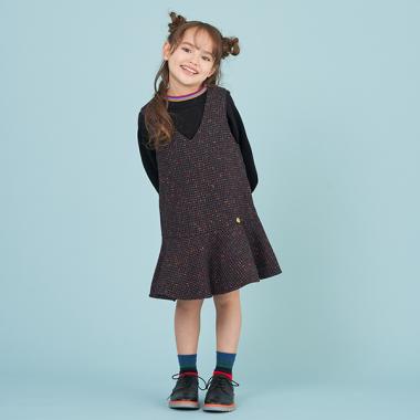 キッズ ネップチェック生地ジャンパースカート