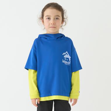 【撥水】ポンチフェイクレイヤードTパーカー