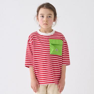 ボーダー配色ポケットビッグT