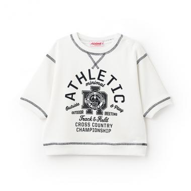 配色ステッチ裏毛プリントPO