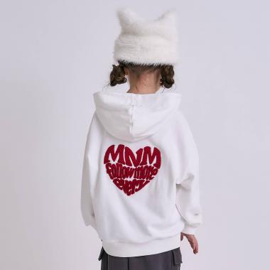 【裏起毛】【綿100】ナンバー＆ハートパーカー