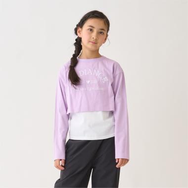 【綿100/防汚】レイヤード短丈長袖T