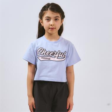 【綿100%】ロゴアップリケクロップド半袖Tシャツ