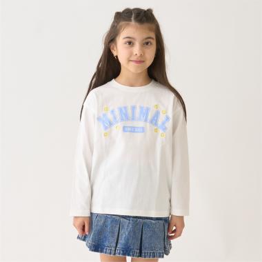 【綿100%】ハート＆フラワー長袖Tシャツ