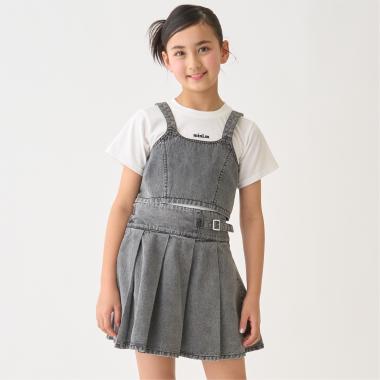 【即コーデ完成】【インナーつき】デニムビスチェ・プリーツスカートセットアップ