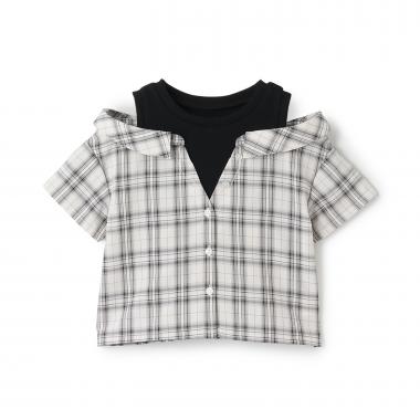 肩あきレイヤード半袖シャツ