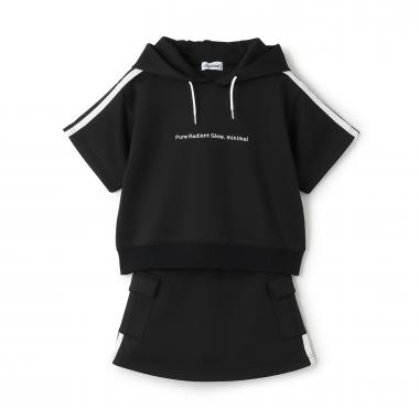 【接触冷感】ライン半袖パーカーセットアップ