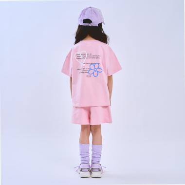 【綿100】スプレーバックプリント半袖Tシャツセットアップ