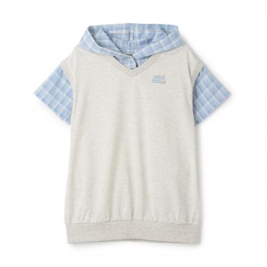 シャツレイヤード パーカーワンピース