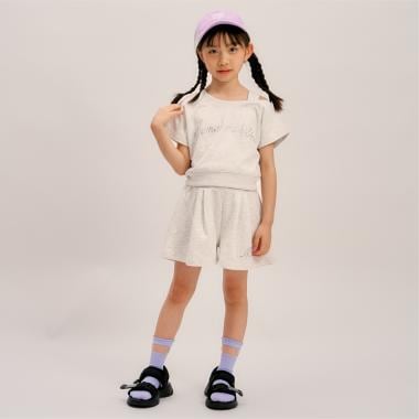ラインストーン ロゴワンショルTシャツセットアップ
