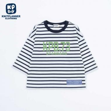 ボーダー７分袖ロゴTシャツ(140～160)