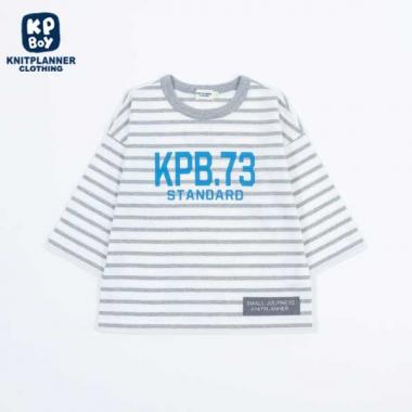 ボーダー７分袖ロゴTシャツ(140～160)
