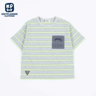 マルチボーダー5分丈袖シャツ(140～160)