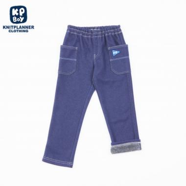 KPBOY(ケーピーボーイ)デニムニット裏シャギーパンツ(80～90)
