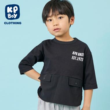 ナイロンストレッチ切り替え７分丈Tシャツ