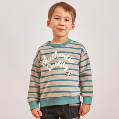 チェーンロゴ刺シュウ ボーダー裏毛トレーナー