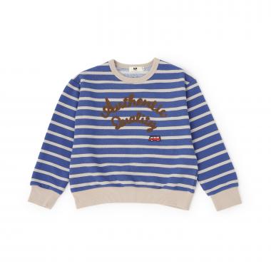 チェーンロゴ刺シュウ ボーダー裏毛トレーナー